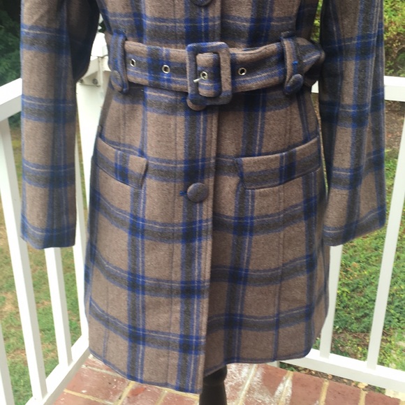 🚫sold🚫Women’s Wool Plaid Trench Coat Jacket - Picture 3 of 4
